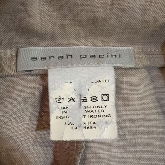 Sarah Pacini beige / tan coated linen jacket - Picture 4 of 7